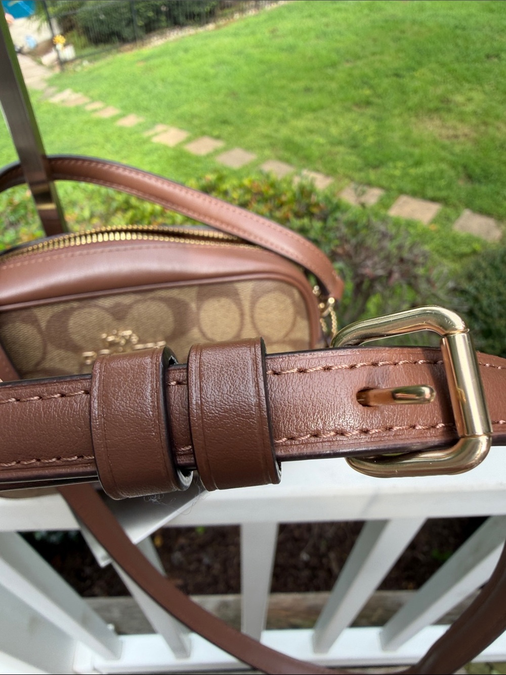 Coach Mini Jamie Camera Bag Tan Signature coated canvas with Brown Leather Trim - Picture 12 of 17